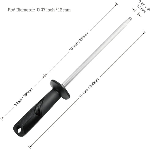 SHARPAL 117N Professional Kitchen Knife Sharpening Honing Steel Sharpener Rod Restore Blade Quickly(10 Inch)...
