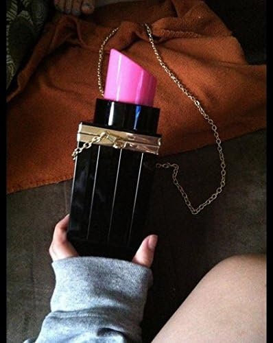 Women Acrylic Black Lipstick Shape Evening Bags Purses Clutch Vintage Banquet Handbag...