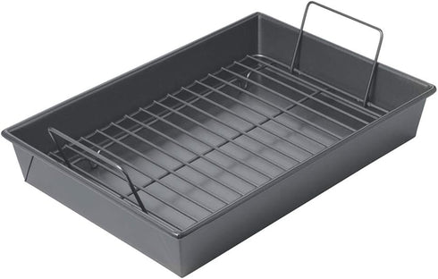 Chicago Metallic 16947 Professional Roast Pan with Non-Stick Rack, 13-Inch-by-9-Inch, Gray...