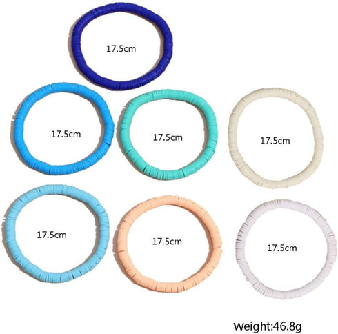 Surfer Clay Bead Bracelets Elastic Colorful Polymer Beaded Stackable Stretch Bracelet Bohemia Aesthetic Summer Beach Jewelry for Women...