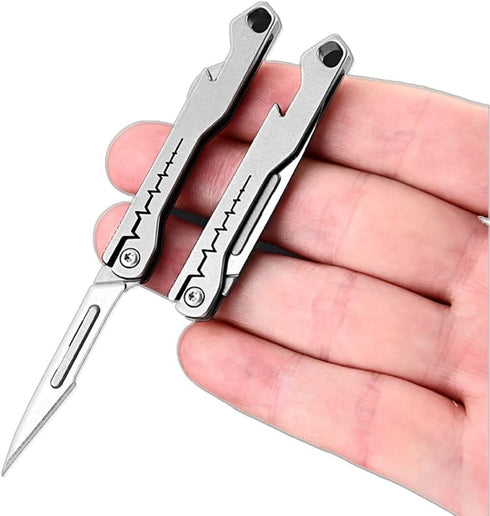 Titanium Alloy Keychain Utility Knife, Small Folding Pocket Knife for Women Men with Extra 10PCS #11 Blades...