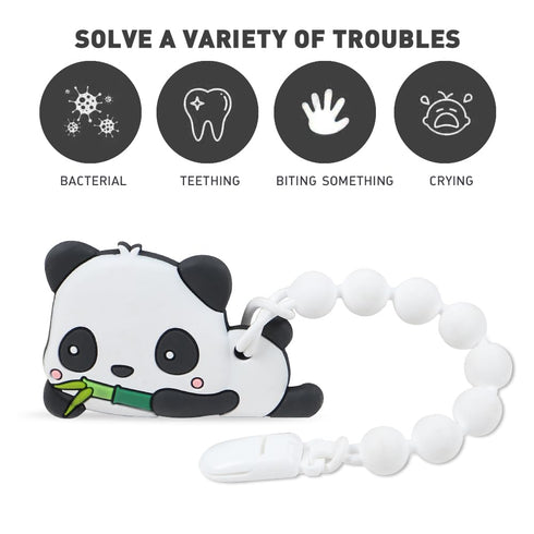 Baby Teething Toys,Food Grade Silicone Teether with One-Piece Pacifier Clip Holder,Shower Gift,Highly Effective Pain Relief for 3 Months+ Boy and ...