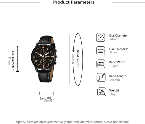 Men Watches Casual Business Chronograph Wristwatch Leather Strap Analog Quartz Watches for Men...