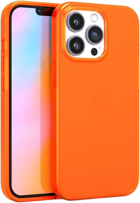 FELONY CASE - iPhone 12 Pro Max Neon Orange Clear Protective Case, TPU and Polycarbonate Shock-Absorbing Bright Cover - Crack Proof with a Gloss F...
