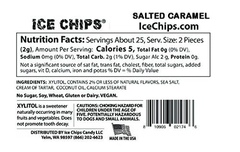 ICE CHIPS Xylitol Candy Tins 5.28 oz total (Salted Caramel, 3 Pack) - Includes BAND as shown...
