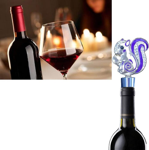 Wine Bottle Stopper Squirrel Wine Stopper for Christmas Party Decorations Crystal Polygonal Beverage Stoppers Cute Animal Wine Stoppers 2 PCS...