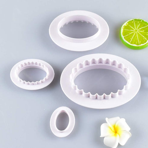 Teensery 4 Pcs Plastic Oval Cookie Cutter Set, Double Sided, 4 Sizes, Biscuit, Cake, Paste, Baking Molds, Kitchen Tools...