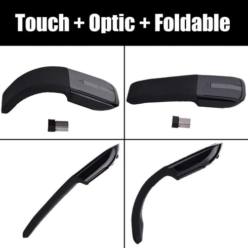 Foldable Wireless Touch Mouse, Arc Touch Mouse Mice with 143 Receiver for PC Laptop Smart TV, Stylish Appearance(Black)...