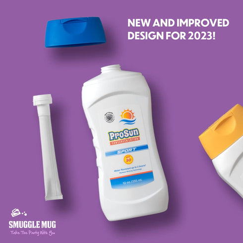 Hidden Sunscreen Flask By Smuggle Mug | Dispenses Sunblock | Disguised Container for Liquor | Secret Bottle to Hide Booze | Cruise Travel Containe...