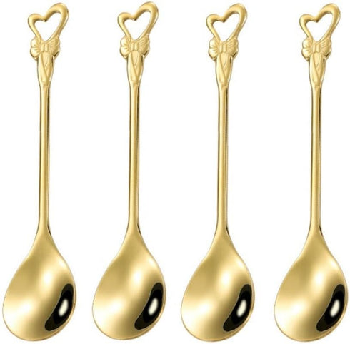 10 Pieces Stainless Steel Heart Butterfly Coffee Spoon Dessert Spoon Sugar Spoon Ice Cream Spoon Stirring Spoon Tea Spoon Set for Tableware Kitche...