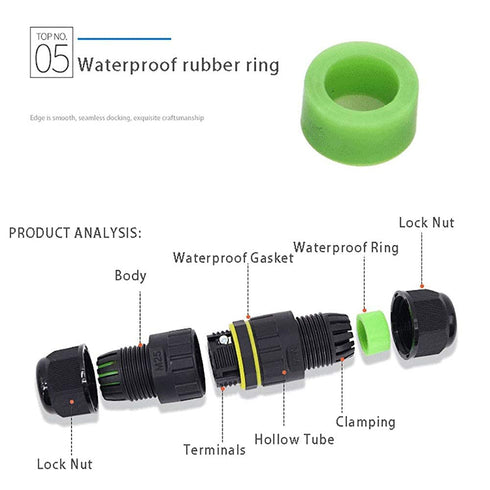 COMOPEZ 3Pin IP68 Waterproof Junction Connector Box 3 Pole Electrical Box Wire Connector Cable for Underground Outdoor Light,LED,Tree Strings, Cab...