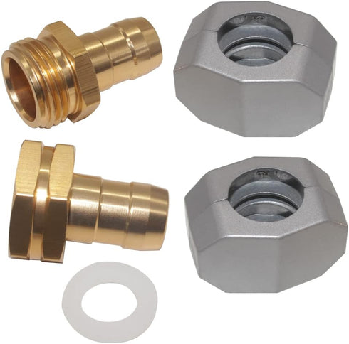 Joywayus 2Set Heavy Duty 5/8" Barb x 3/4" GHT Male & Female Swivel Hex Aluminium Garden Water Hose Pipe Connector Repair Kit Fitting with Stainles...