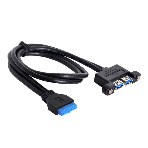 chenyang USB 3.0 Front Panel Header 19/20Pin 1 Male to 2 USB 3.0 Female Panel Port Extension Cable 1.64ft with Panel Mount Screw...