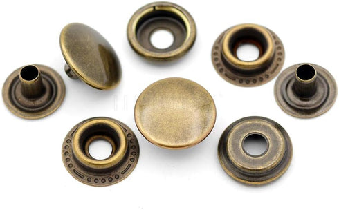 CRAFTMEMORE 50 Sets Antique Brass Snap Fasteners Ring-Socket Press Studs for Jacket Bag Canvas Closures #201 VT47 (15mm (0.59"))...