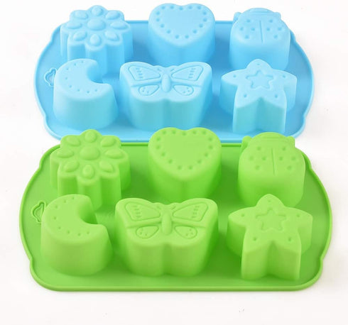 Newk Insects Silicone Candy mold, 4 Packs 6- Cavity Animal Butterfly Moon Star 3D Bakeware Mold, Nonstick Food Grade Mold for Candies, Chocolate, ...