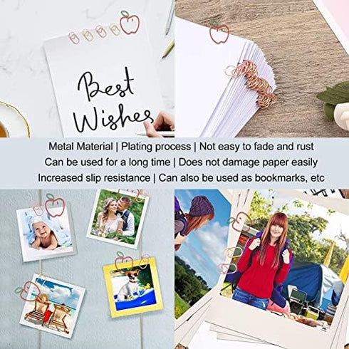 100Pcs Fruit Shaped Paper Clips, Rust Proof Plating Prevent Slip Decorative Paperclips for Document...