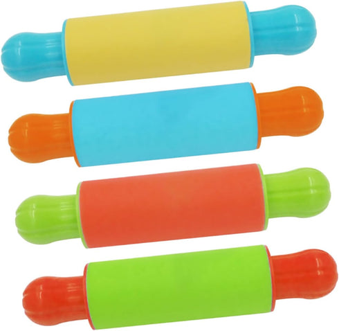 Toyvian 4pcs Painted Clay Rolling Pin Tools Rollers Small Pastry Rolling Pin Plastic Drum Bulk Gummy Candy Mini Tools Kids Playdough Kit Clay Doug...