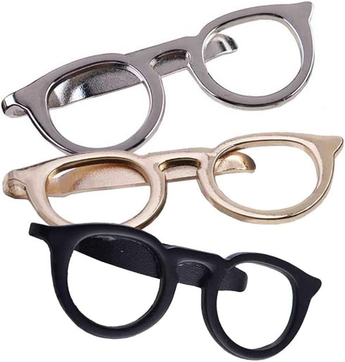 3 Pcs Metal Tie Clip Glasses Shape Tie Bar Clasp Mens Necktie Clip Pin for Anniversary Wedding Business Meeting...