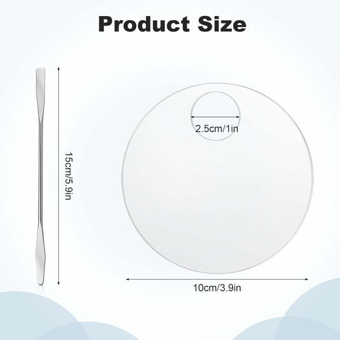 2PCS Makeup Mixing Palette with 2PCS Metal Spatula, Mixing Pigment Palette, Round White Clear Foundation Palette for Make up Eyeshadow Liquid Foun...