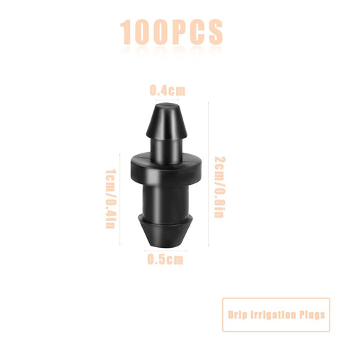100pcs Drip Irrigation Plugs, 1/4 Inch Drip Irrigation Goof Plugs Line Irrigation Tube End Closures for Home Garden Lawn Pipe Supplies...