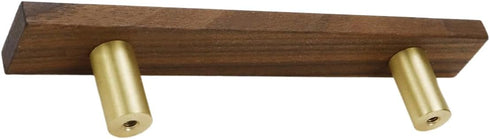 Brass Wood Cabinet Handle,Square Walnut Wood Handle,150mm/5.91" Length,96mm/3.78" Hole Distance,2pcs...