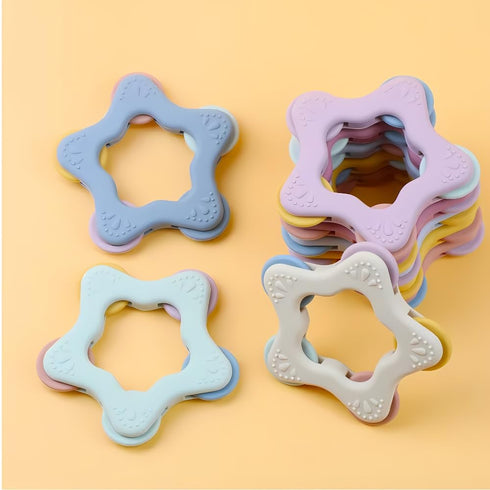 Star Shape Spinner Silicone Baby Teether - BPA Free Chewable Teething Toy, Soft and Safe, Easy to Hold, Star Design with Spinning Wheels, Ideal fo...