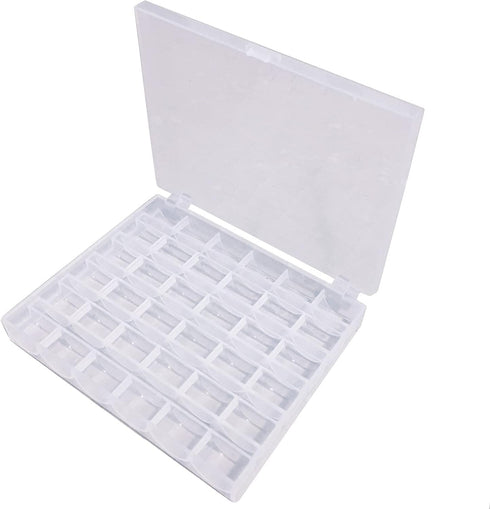 Fbshicung Bobbin Box,Transparent 36 Empty Bobbins Spools Box,Machine Bobbin Organizer Plastic Case,Sewing Craft Plastic Case Storage Box for Sewin...