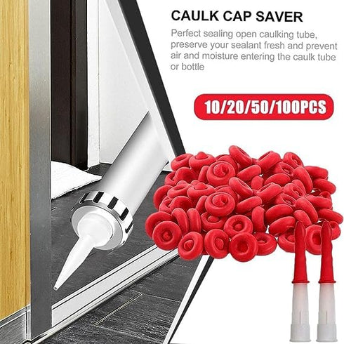 10Pcs Red Caulk Cap, Caulk Saver Cap for Sealing and Preserving Open Caulking Tube, Universal Fit Caulk Tube Latex Sealing Caps Adhesive Caulk...