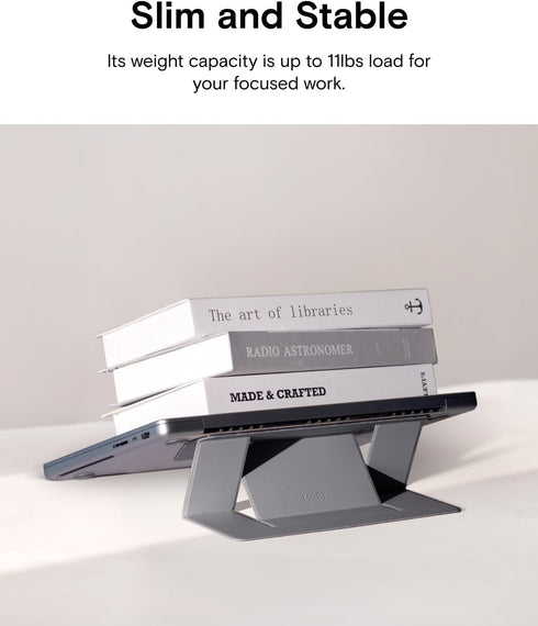 MOFT Invisible Slim Laptop Stand, Adhesive and Reusable, Adjustable Perfect Viewing Angles, Compatible with Laptops Up to 15.6", Grey...
