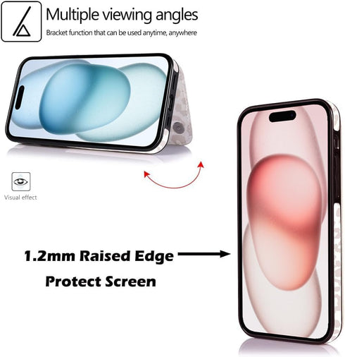 uCOLOR Compatible with iPhone 15 Plus 6.7" Wallet Case with Card Holder Slot Folio Flip PU Leather Kickstand Double Magnetic Clasp and RFID Blocki...