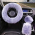 Fashion Fluffy Steering Wheel Covers for Women/Girls/Ladies Australia Pure Wool 15 Inch 1 Set 3 Pcs (Gray)...