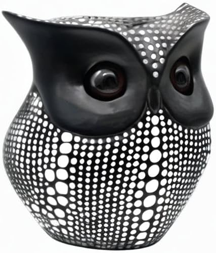Resin Owl Statue Home Decor - Black Owl Sculpture, Bird Statue, Small Accents for Bedroom, Office, Garden, Bookshelf, TV Stand Figurines(Black)...