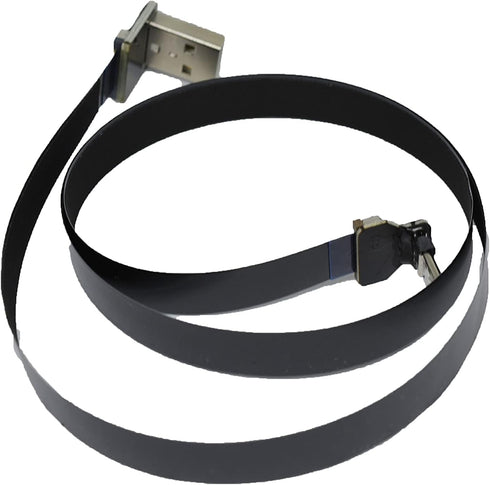 Long Flat Slim Thin Ribbon FPC Micro USB Male 90 Degree Angled up to Standard USB A Male 90 Degree Angled for sync and Charging Black (100CM Micro...