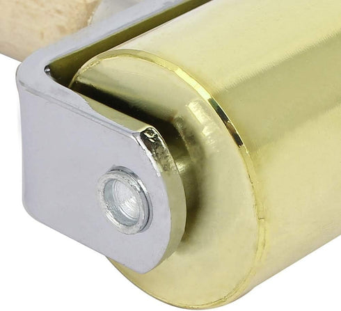 Gold Leather Roller Platen Tool Leather Edge Glue Press and Smoother Trimmer Press Board Tool Iron Roller Wooden Handle Leather Craft DIY (26mm)...