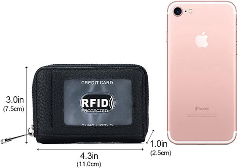 EASTNIGHTS Genuine Leather Credit Card Wallet Accordion Zipper Rfid Credit Card Holder Small Coin Purse with ID Window (blue)...