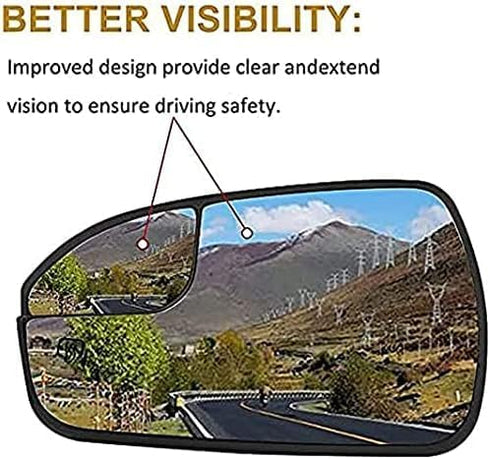 Left Driver Side Heated Mirror Glass Replacement For 2013-2020 Ford Fusion - For Ford Fusion Driver Mirror Glass With Rear Holder, Replace DS7Z17K...