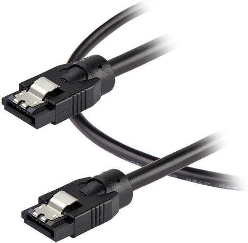 StarTech.com 24 Inch (60cm) Round SATA Cable - Latching Connectors - 6Gbs SATA Data Cord - SATA Hard Drive Power Cable - Black (SATRD60CM)...