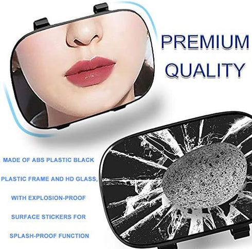 JONMON Car Visor Mirror - 6.7 Inch Auto Makeup Cosmetic Vanity Sun-Shading Mirror with Adjustable Double Elastic Clip Clamp Universal for Mount on...