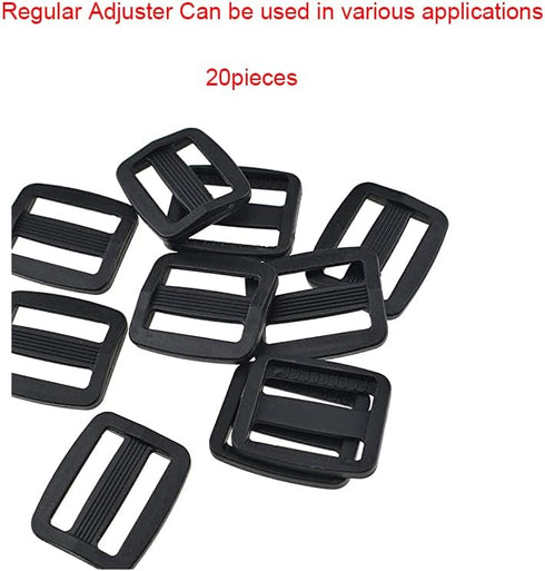 20Pcs plastic Slide Buckles, Webbing Strap Fastener for Backpack 3/4 Inch/ 20mm (Inner Length) Plastic Slides Button Bulk Adjustable Webbing Trigl...