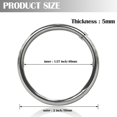 Ewparts Metal Rings 2 inch Macrame Metal Rings for Crafts for Macrame Plant Hangers Dog Collars 10 Pack 5mm Thick Welded Heavy Duty O Ring 2 in Bu...
