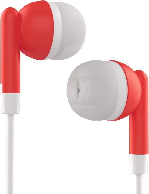 Maeline Bulk Earbuds with 3.5 mm Headphone Plug - 10 Pack - Red......