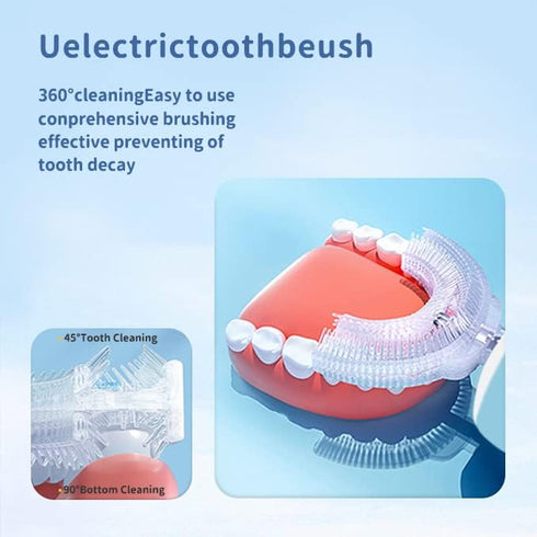 Kids Electric U Shaped Toothbrush, Cartoon Sonic Toothbrush with 4 Brush Heads 6 Cleaning Modes Children Toothbrush IPX7 Waterproof - (Age 2-7, Gr...
