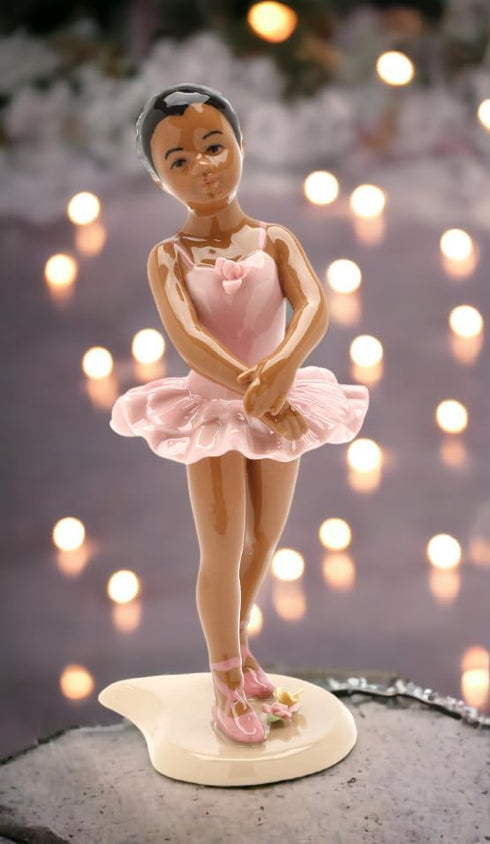 20901 African American Ballerina in Pink Dress 6 1/8" H...
