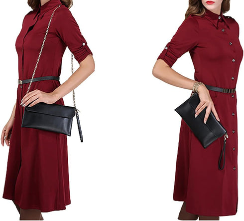 Covelin Women's Wristlet Clutch Handbag Qaulity Leather Envelope Evening Shoulder Bags...
