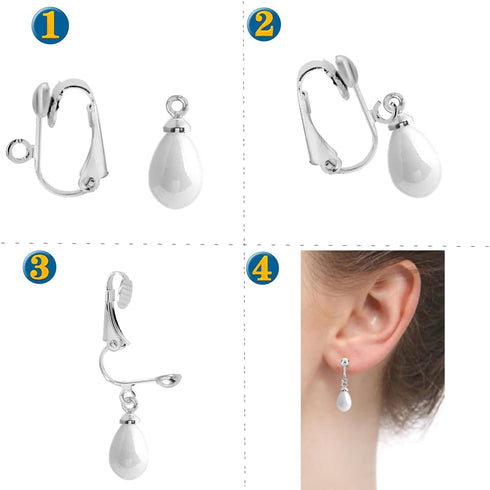 Adjustable gold Silver clip on earring converter kit for women,pierced to clip earring backs adapters findings for jewelry making,change hooks Pos...
