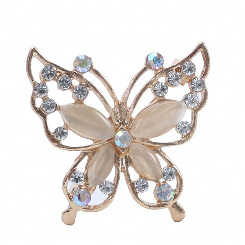 Women's Rhinestone Crystal Butterfly Brooch Pins Elegant Insect Scarf Shawl Corsage Clothing Accessories(Gold), 0.3527 Ounce...