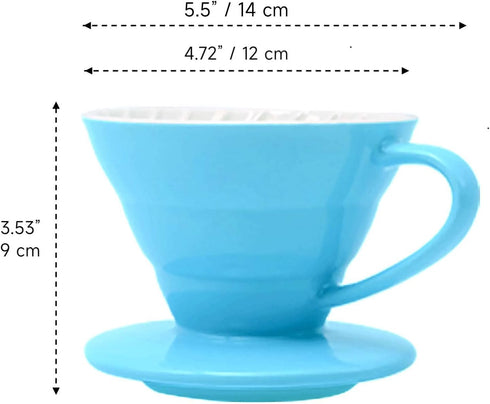Pour Over Coffee Makers Ceramic Coffee Dripper (Size02 Blue)...