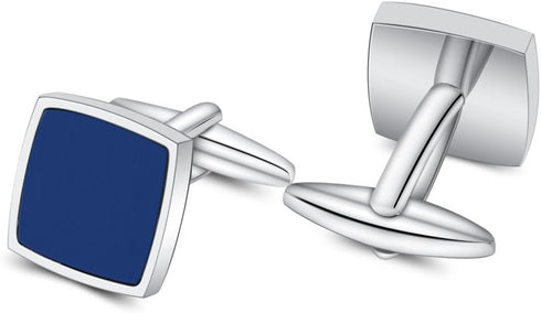 Mr.Van Blue Opal Cufflinks Platinum Plated Cuff Links Set Gemstone Reiki jewelry...