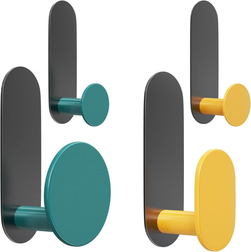Adhesive Towel Hooks – Strong, No-Drill Hanging Coat Hooks perfect for holding robes, sponges, and loofahs in bathrooms, kitchens, and homes; brus...