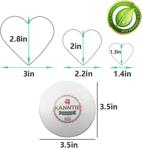 Kanntie 3 Pieces Heart Cookie Cutter Set - Premium Stainless Steel...